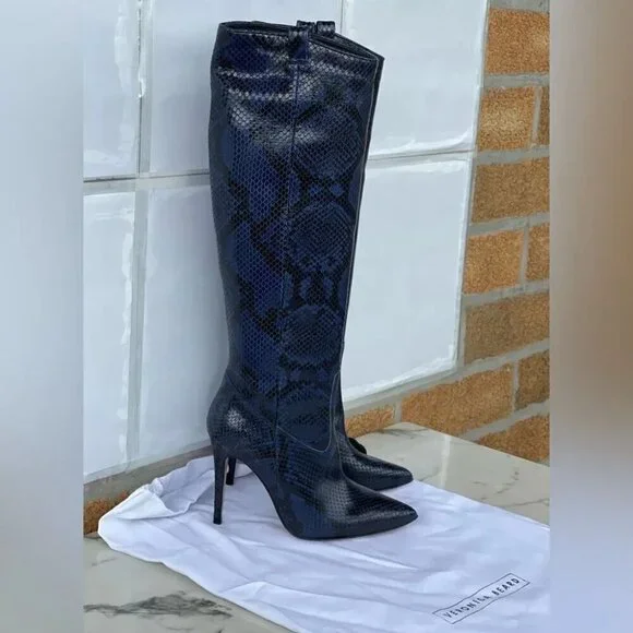 Veronica Beard Wyn Snake-Embossed Leather Boots size 6.5 - Picture 2 of 12